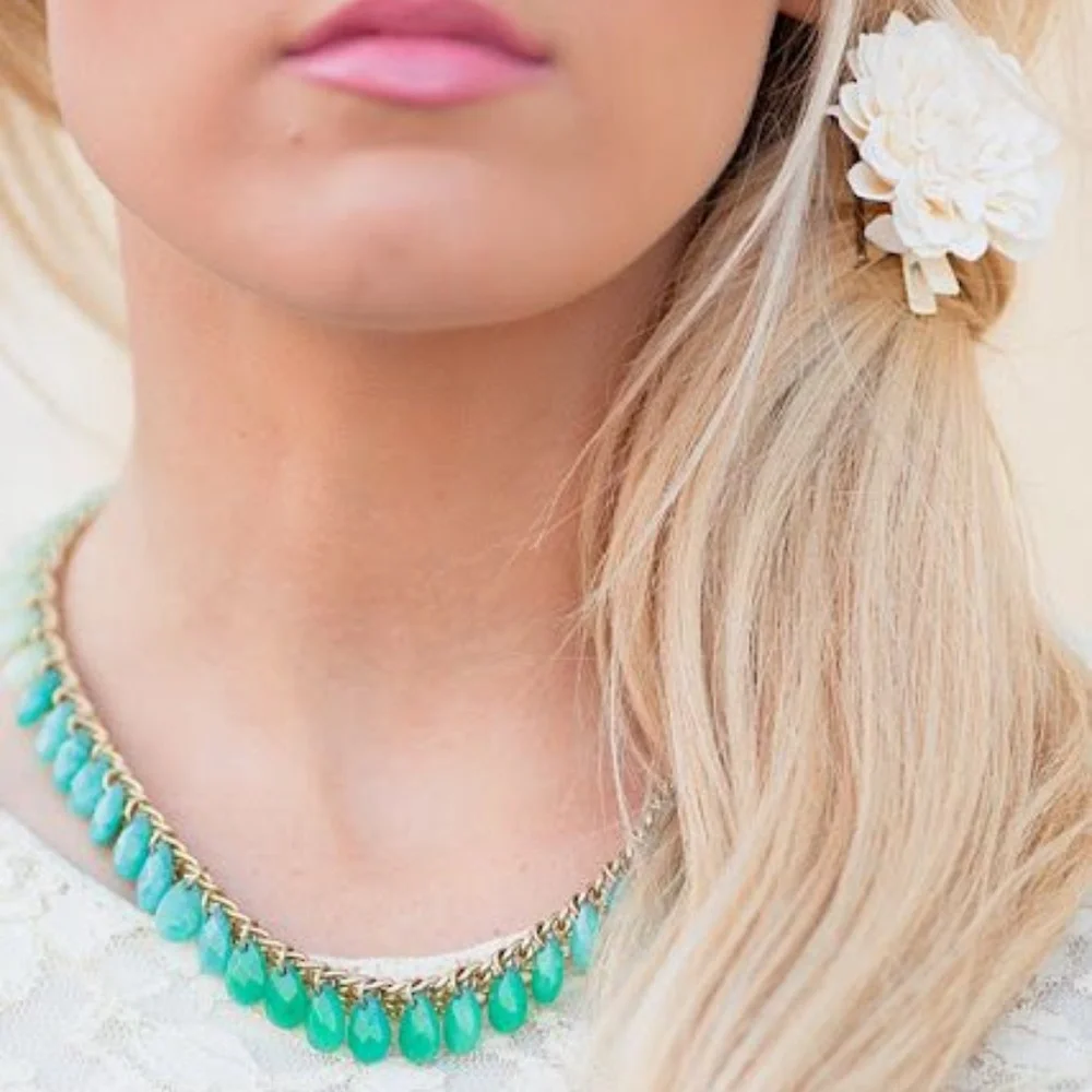 Stella & Dot | Emerald Green Ombré + Gold Contessa Jade Statement Neckla…